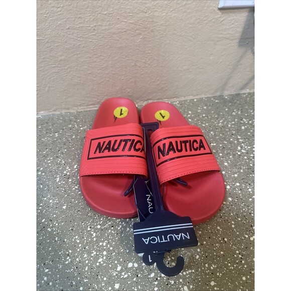 Nautica Big Boy Youth Red And Black Sandal Slides‎ Size 1 - Picture 1 of 4